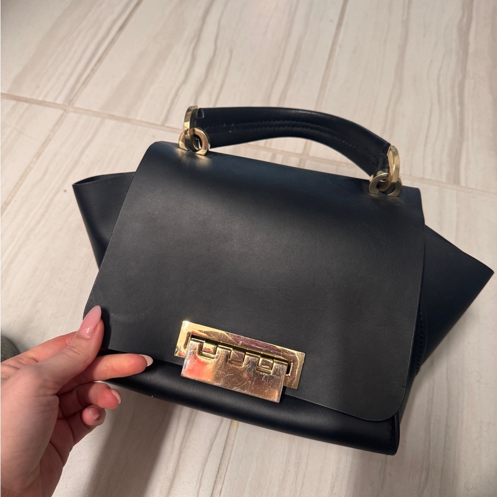 Zac Posen Black and Gold Shoulder Bag